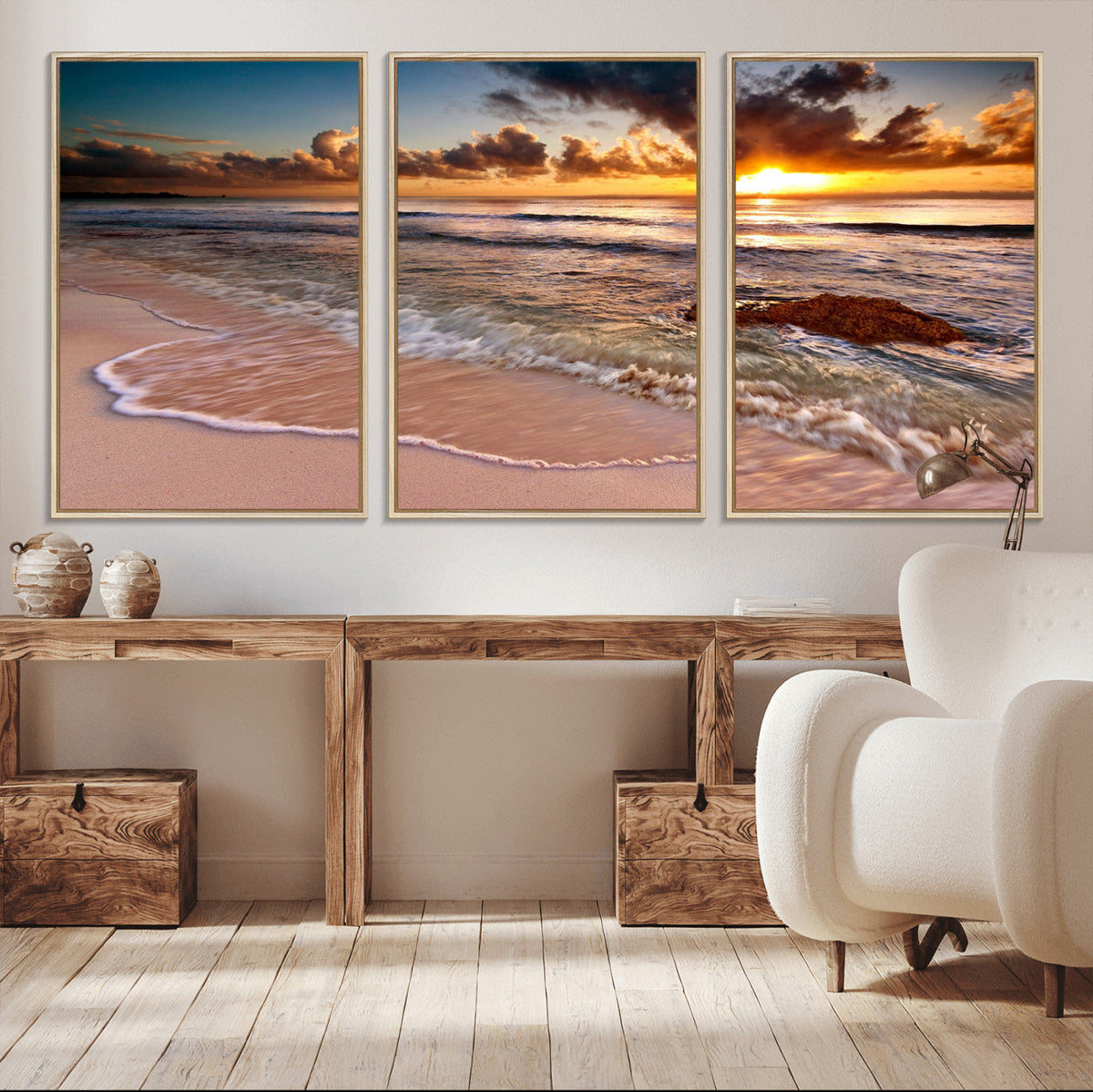 Sunset on Ocean Wall Art Canvas Print