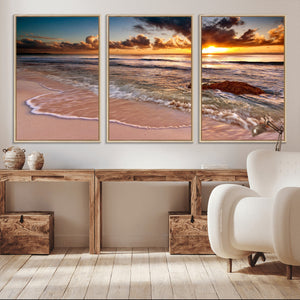 Sunset on Ocean Wall Art Canvas Print