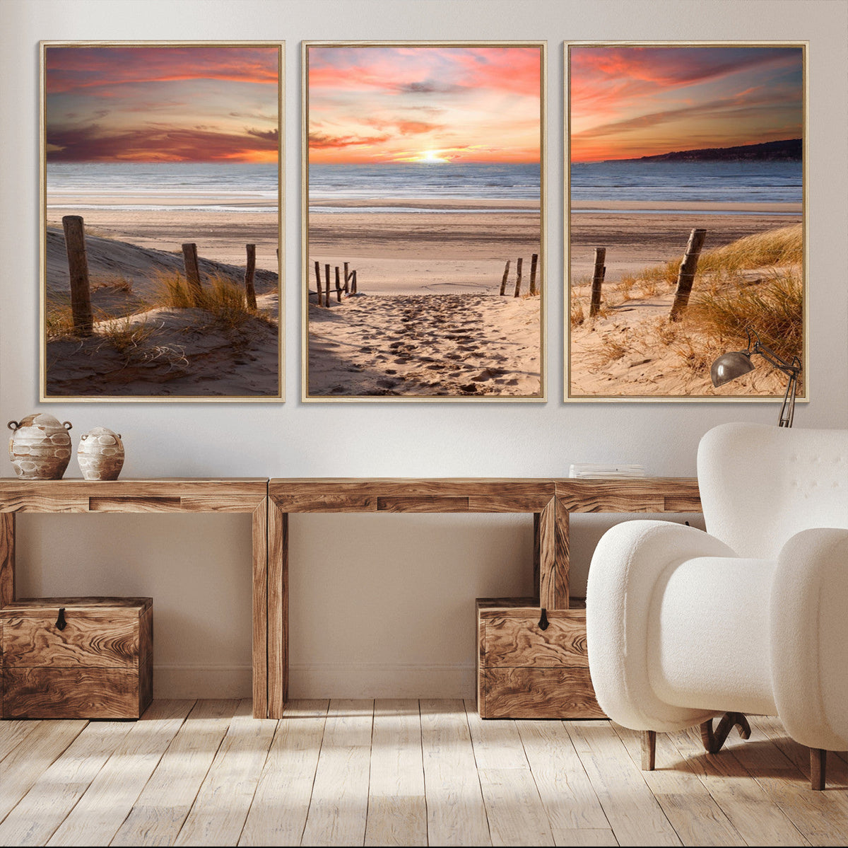 Sunset on the Sea Wall Art Canvas Print
