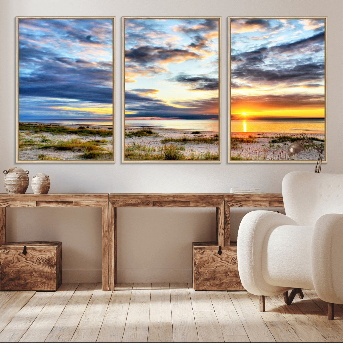 Sunset On The Ocean Wall Art Canvas Print