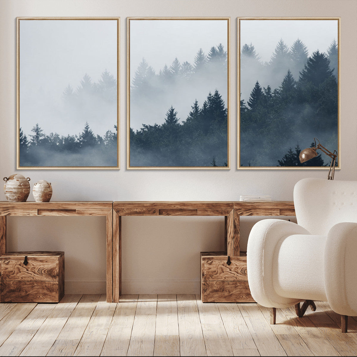 Foggy Pine Forest Wall Art Canvas Print
