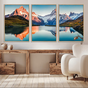 Landscape Mountain and Lake View Wall Art Canvas Print