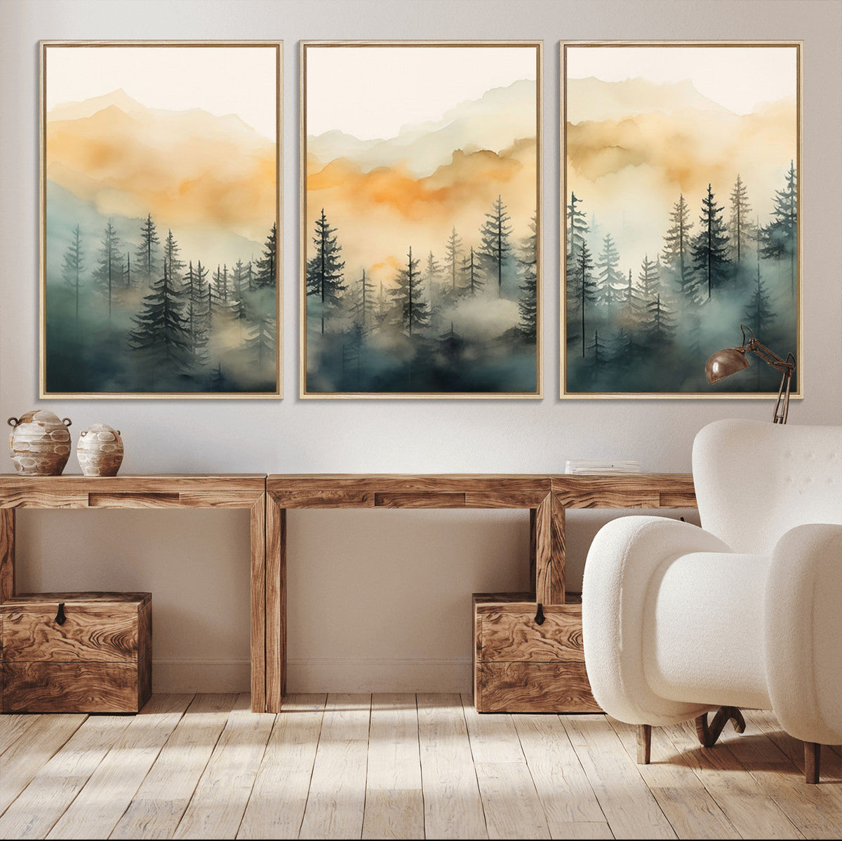 Abstract Forest Print - Mountain Wall Art | Autumn Landscape
