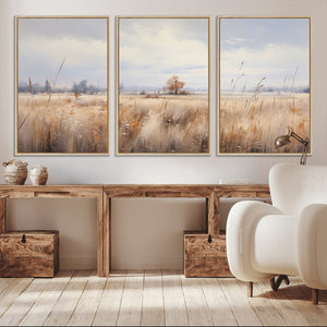 Golden Fields Wall Art Print Canvas – Serene Landscape of