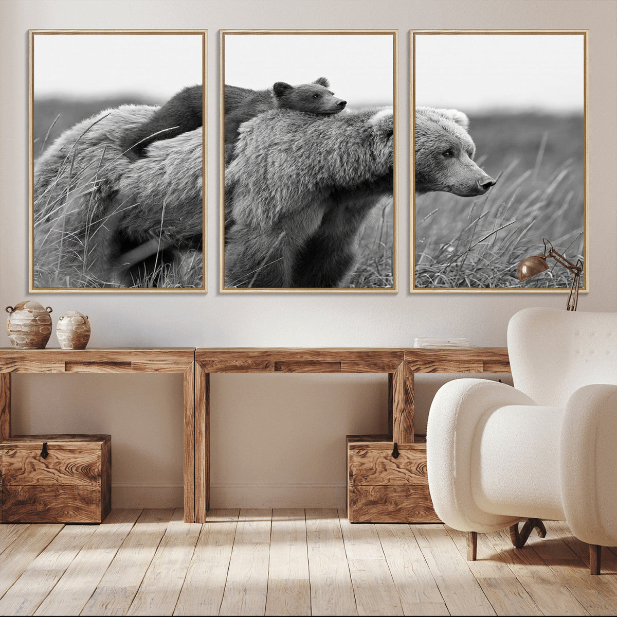 Bear and Cub Wall Art Canvas | 399 Bear Cub