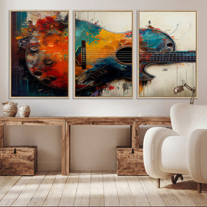Abstract Guitar Wall Art Canvas | Vibrant Music-Inspired Art