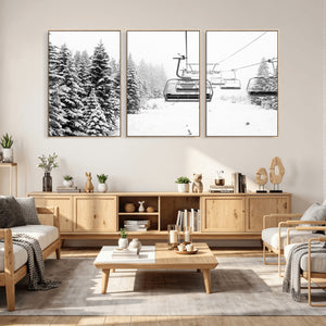 Ski Wall Art - Ski Lift Wall Art Canvas Print Snow Covered