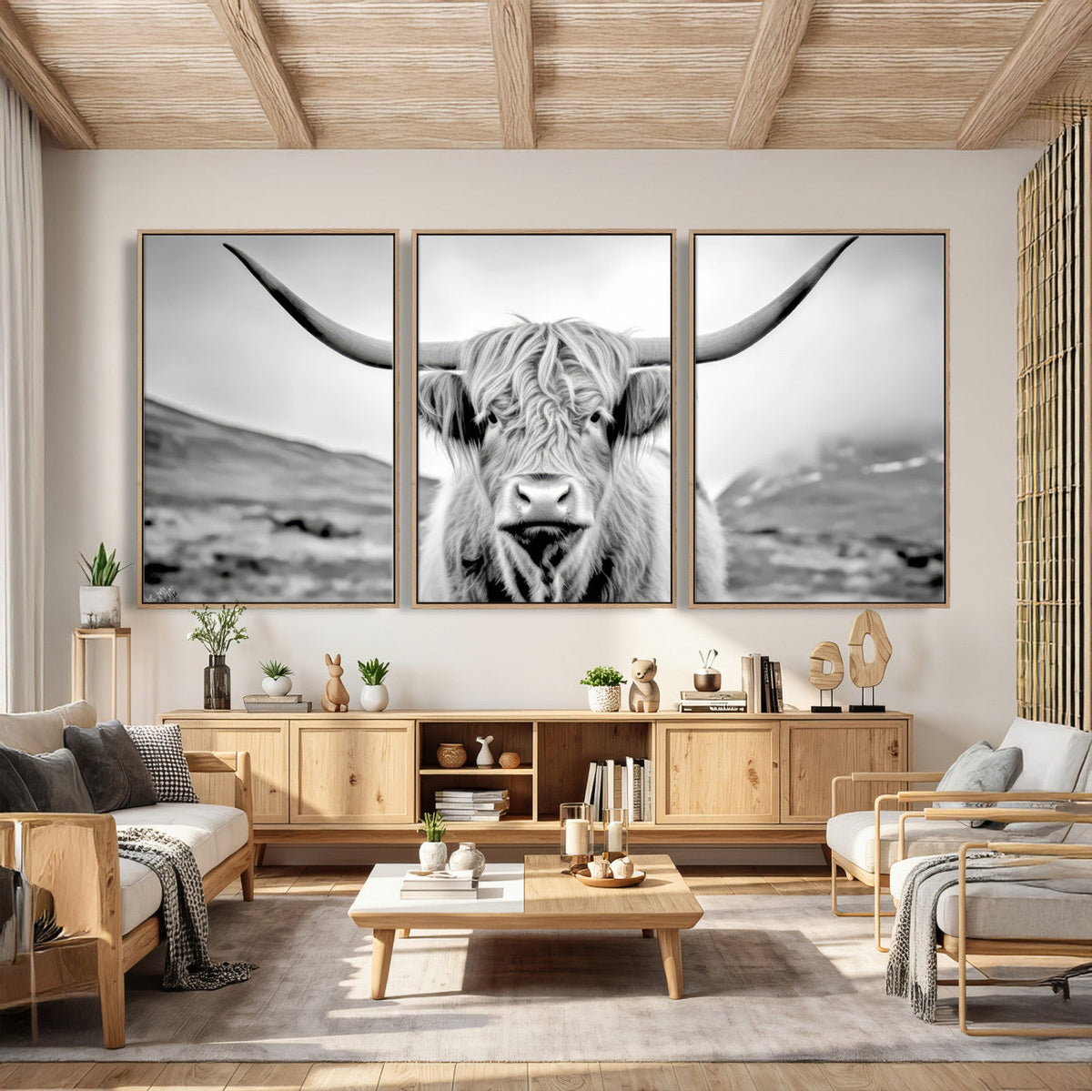 Scottish Cow Wall Art Canvas Print