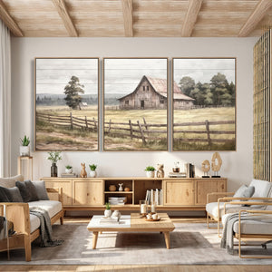 Rustic Farmhouse Barn Wall Art | 3-Panel Framed Gallery Wrap