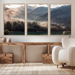 Foggy Mountain Canvas Print Forest Wall Art