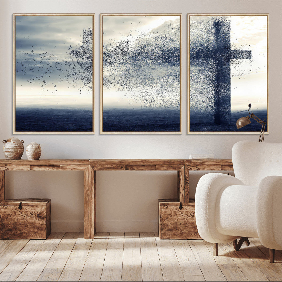 Jesus and the Fading Cross Wall Art Print – Symbol of Faith,