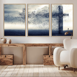 Jesus and the Fading Cross Wall Art Print – Symbol of Faith,