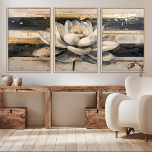 Lotus Flower Wall Art – Framed Abstract Floral Canvas