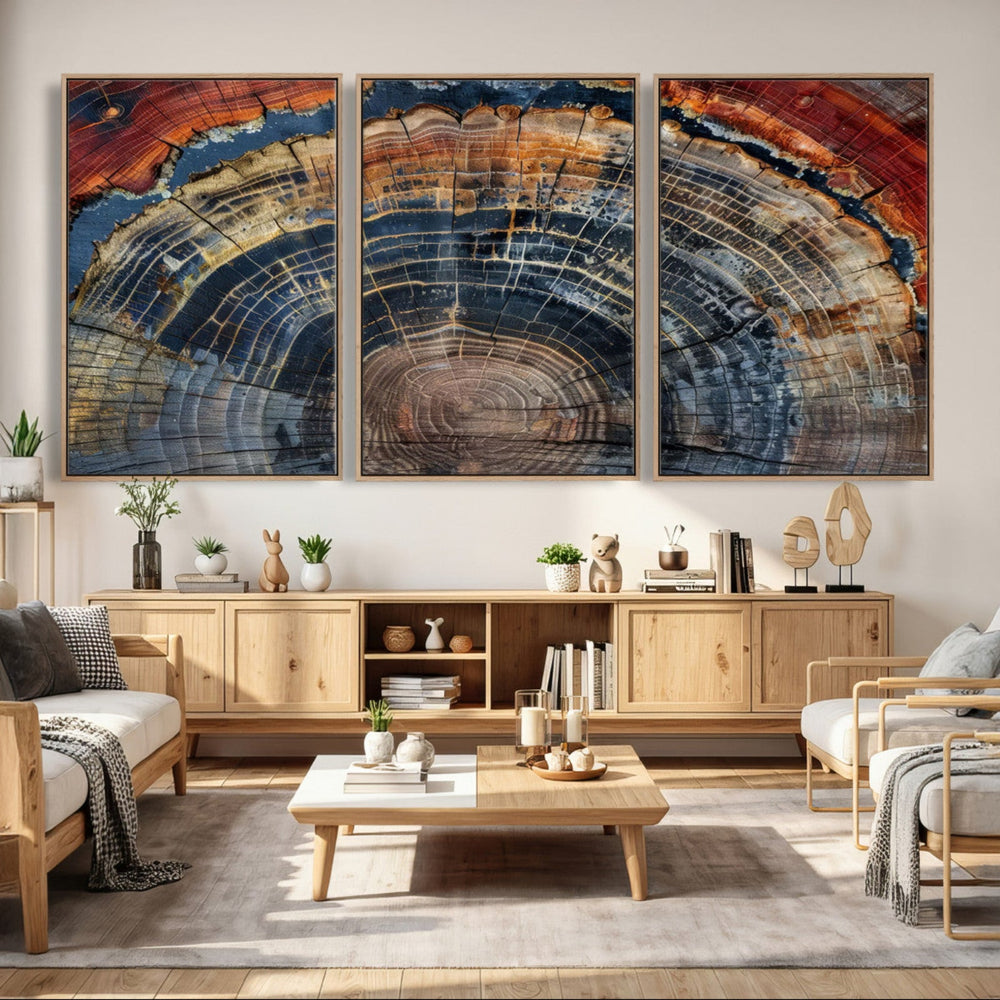 Abstract Tree Ring Wall Art Canvas Print