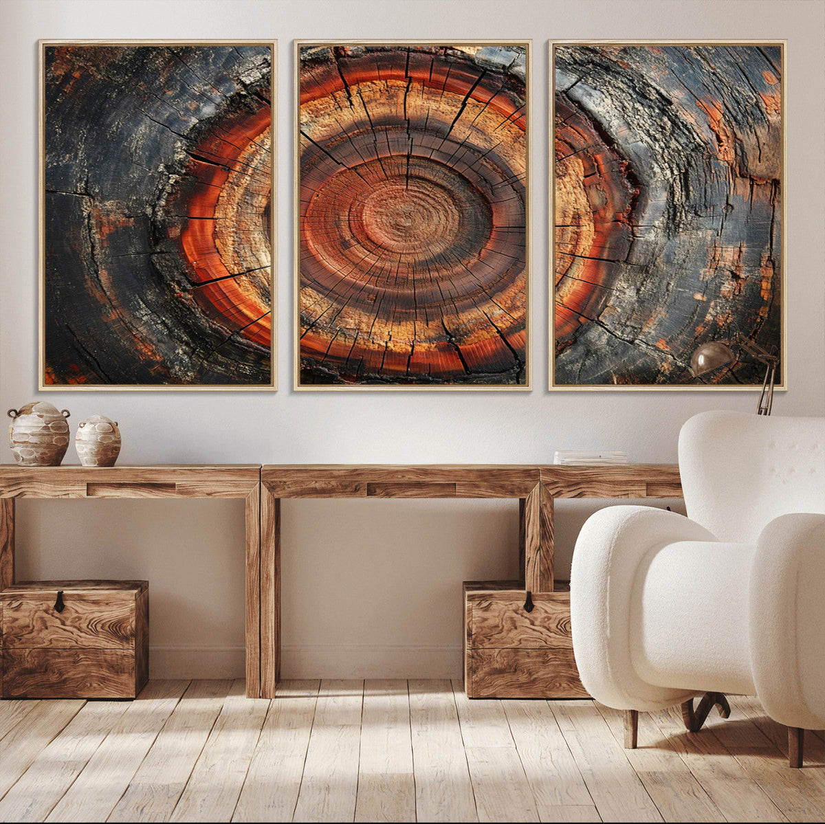 Wood Grain Canvas Wall Art - Framed Abstract Tree Ring