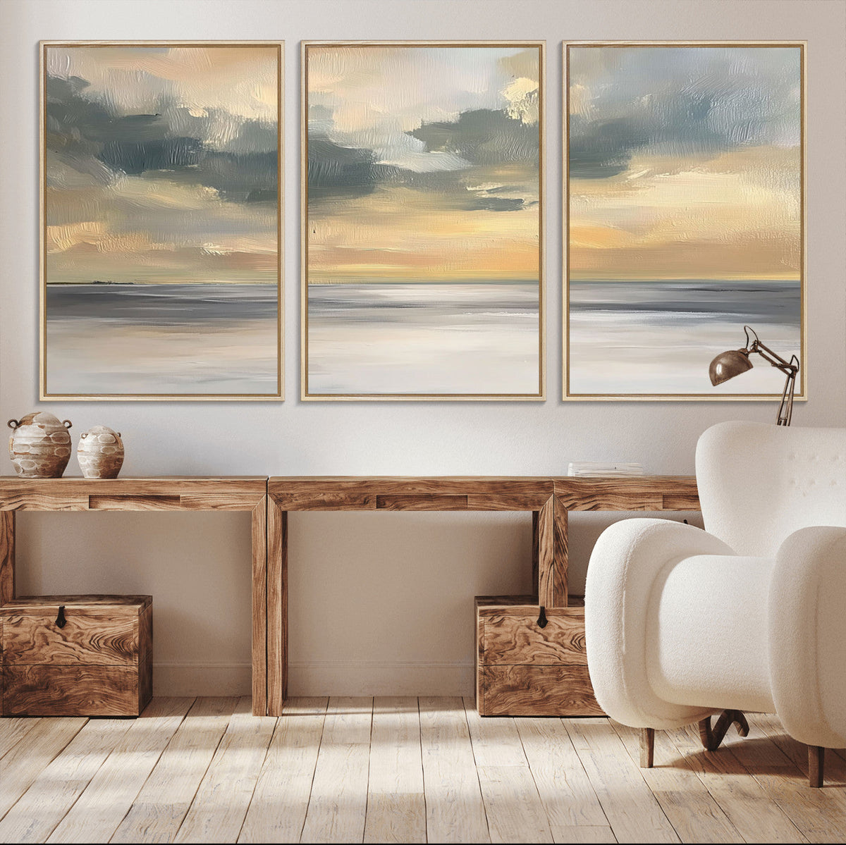 Modern Coastal Artwork with Vibrant Abstract Ocean Waves