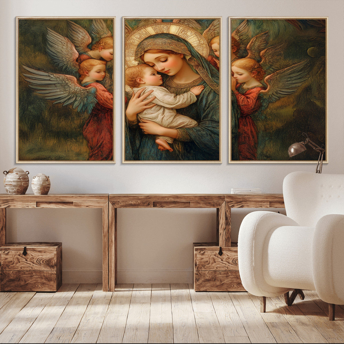 Mary Jesus Canvas Wall Art Print - Madonna and Child with