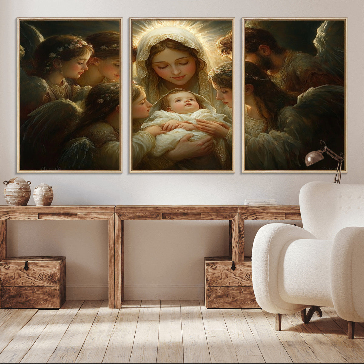 Mary Jesus Canvas Wall Art Print - Madonna and Child with