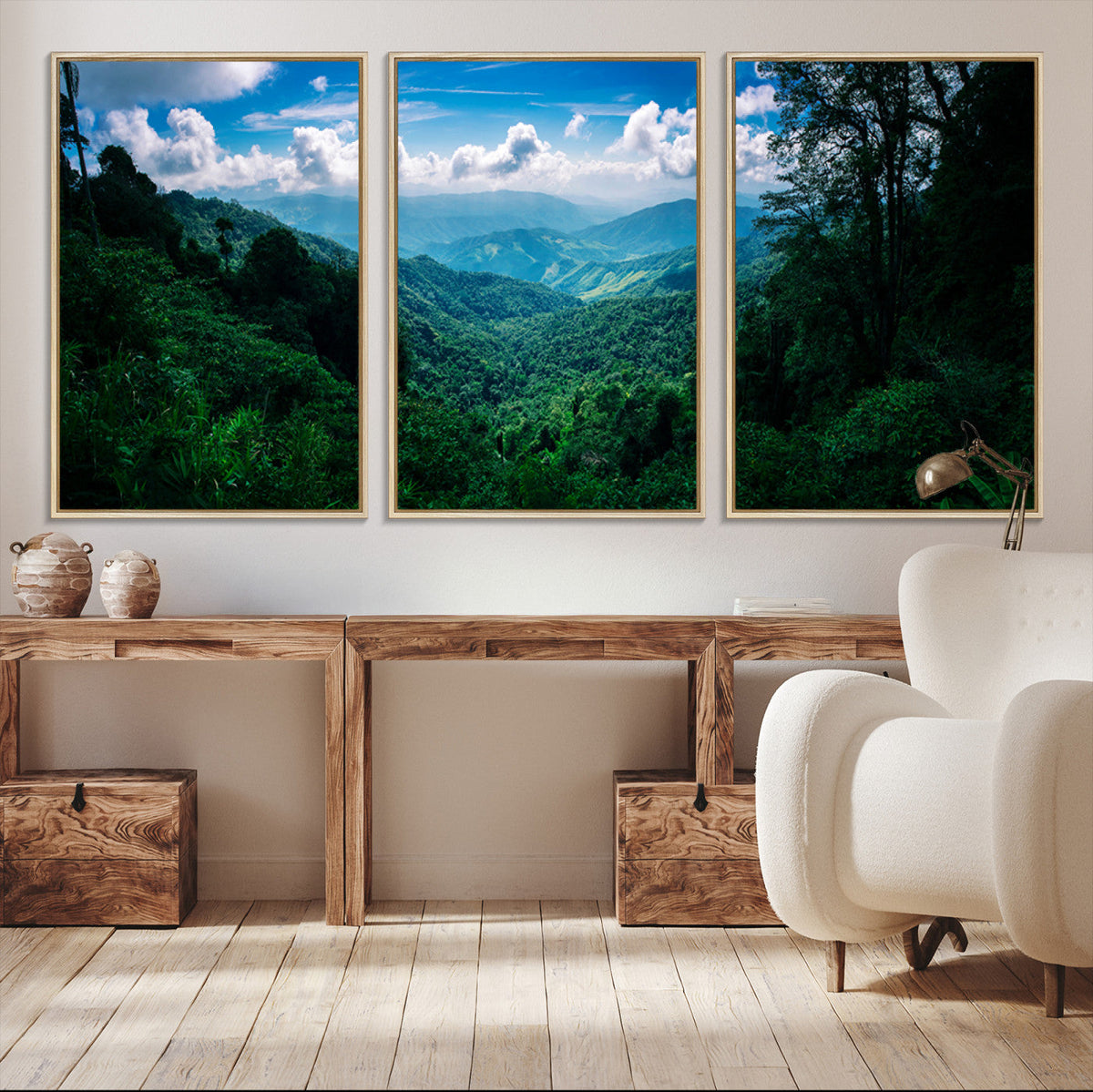Tropical Jungle Wall Art Canvas Print – Framed Lush Valley