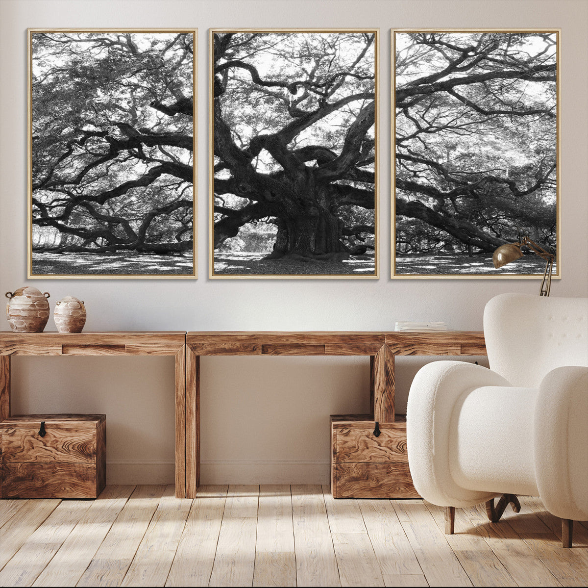 Ancient Oak Wall Art Canvas Print, Majestic Twisted Branches