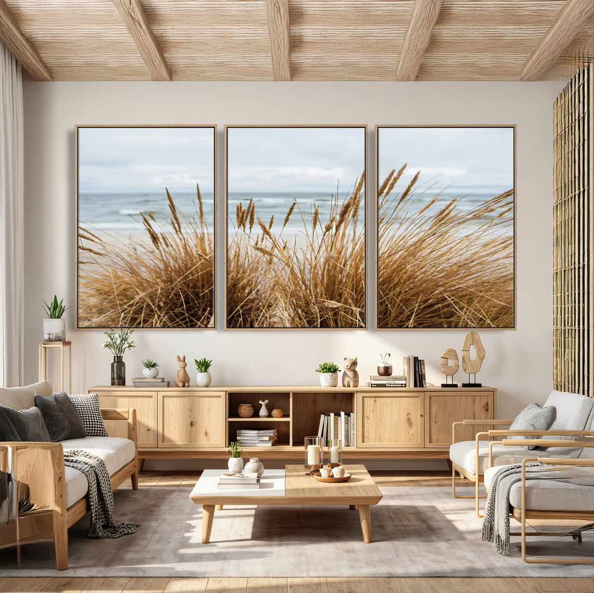 Beach Grass Wall Art Canvas Print – Framed Coastal Dunes Art