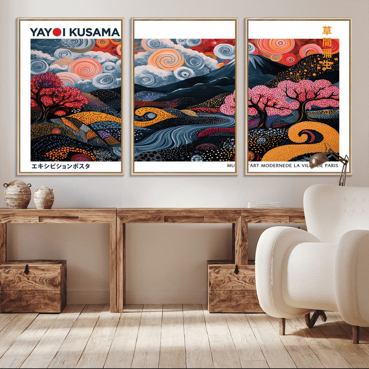 Modern Japanese Wall Art Canvas Print – Framed Abstract