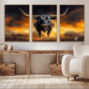Longhorn Canvas Wall Art Canvas Print – Framed Bold Bull