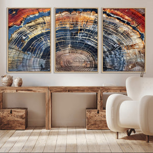 Tree Rings Wall Art Canvas Print – Framed Wood Art Picture