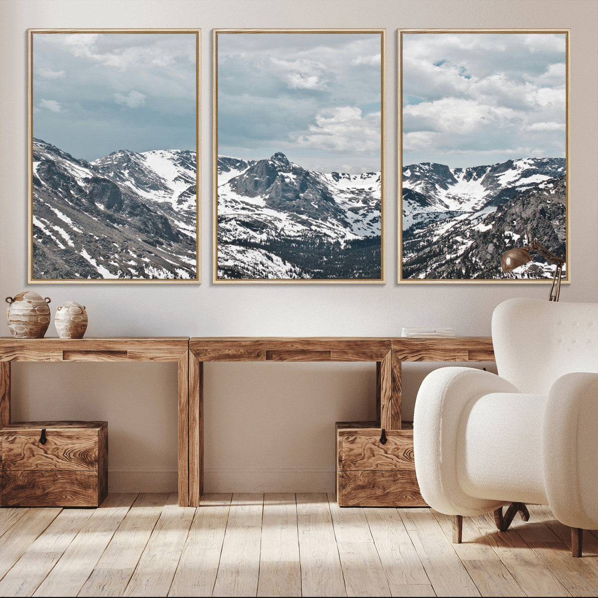 Snowy Peaks Wall Art Canvas Print – Alpine Wilderness