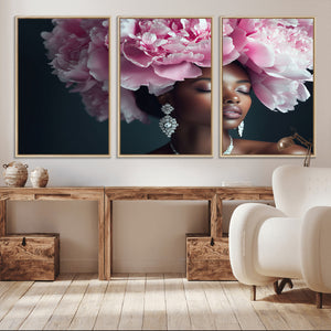 Black Beauty Petal Crown Wall Art Canvas Print – Floral