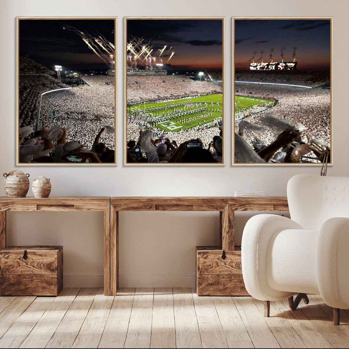 Penn State Stadium Wall Art – White Out Football Game Canvas