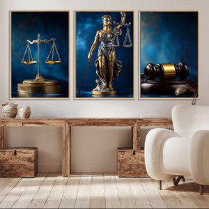 Justice Scales Statue Wall Art, Lady Justice Canvas Print,