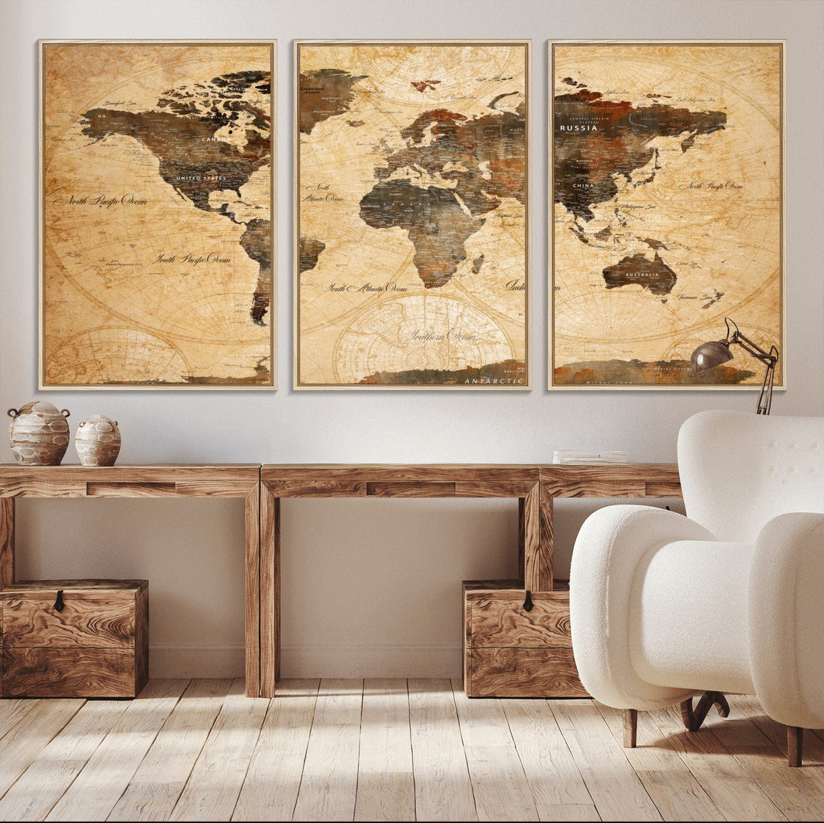 Push Pin World Map Canvas Print – Travel Tracker Wall Art