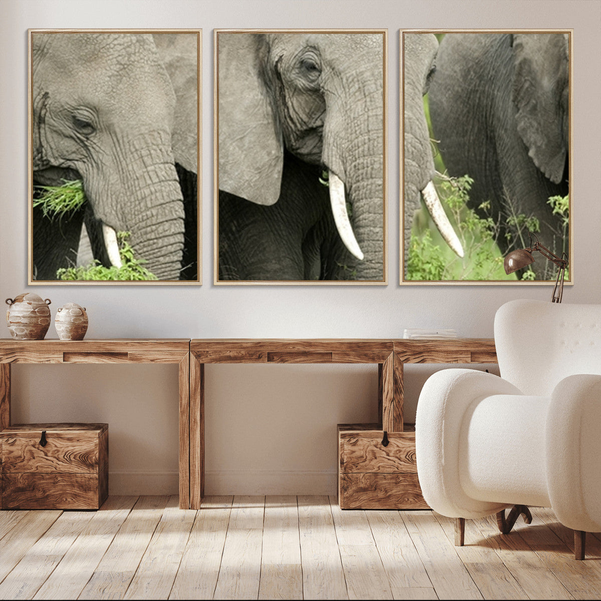 Wild Elephant Wall Art Canvas Print