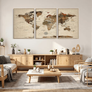 World Map Canvas Print – Framed Detailed Map of the World
