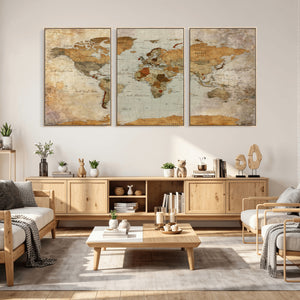 World Map Canvas Print – Detailed Map of the World Wall Art