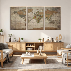 World Map Canvas Print – Framed Travel Map Wall Art for