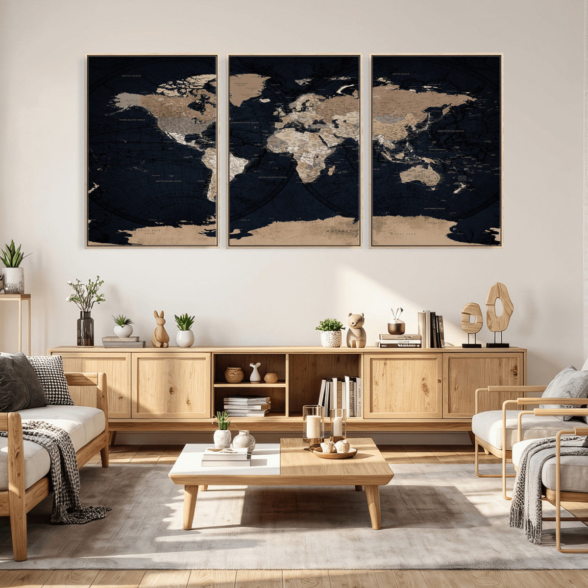 Grunge Wall Art World Map Canvas Print
