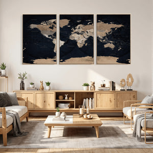 Grunge Wall Art World Map Canvas Print