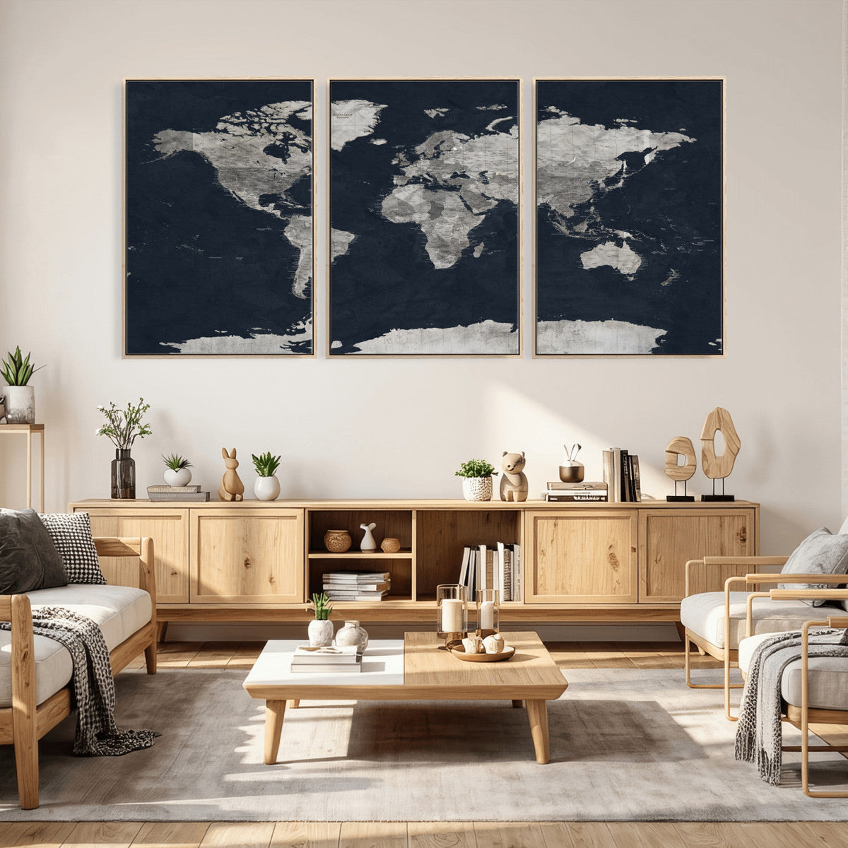 Colorful Watercolor World Map Canvas Print – Vibrant Framed