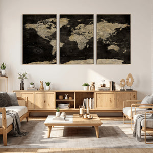 Push Pin World Map Canvas Wall Art Print, Interactive Travel