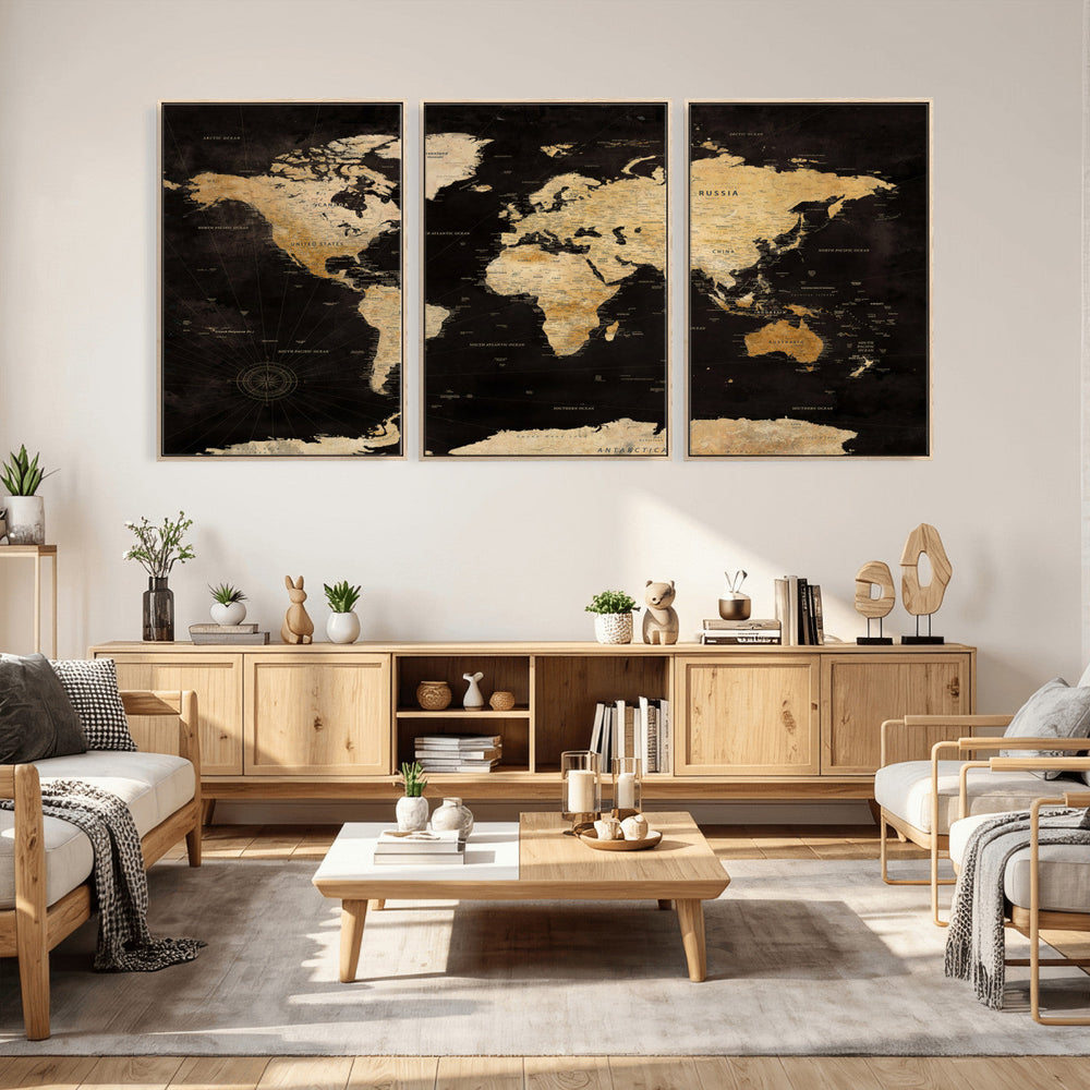 Extra Large World Map Canvas Print – Detailed Map Classic