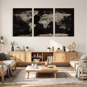 Detailed World Map Wall Art Print - Large Framed World Map