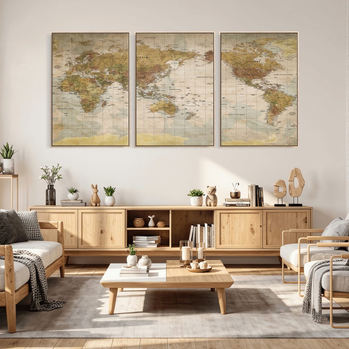 World Map Canvas Print – Detailed Map of the World Wall Art