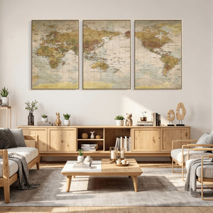 World Map Canvas Print – Detailed Map of the World Wall Art