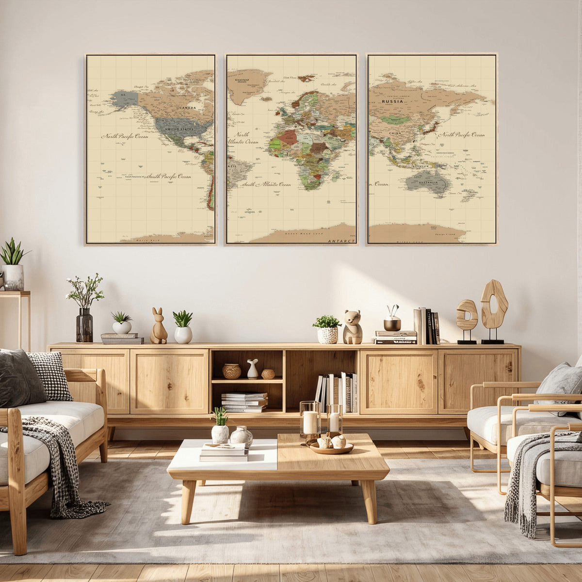 Extra Large World Map Canvas Print – Detailed Map of the