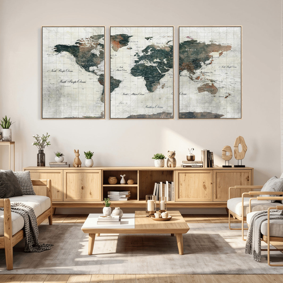World Map Canvas Print – Framed Travel Map Wall Art for