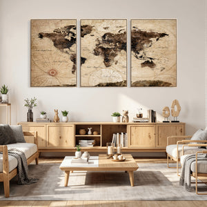World Map Wall Art Canvas Print