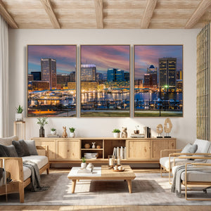 Baltimore Skyline Wall Art Canvas Print, Baltimore Downtown