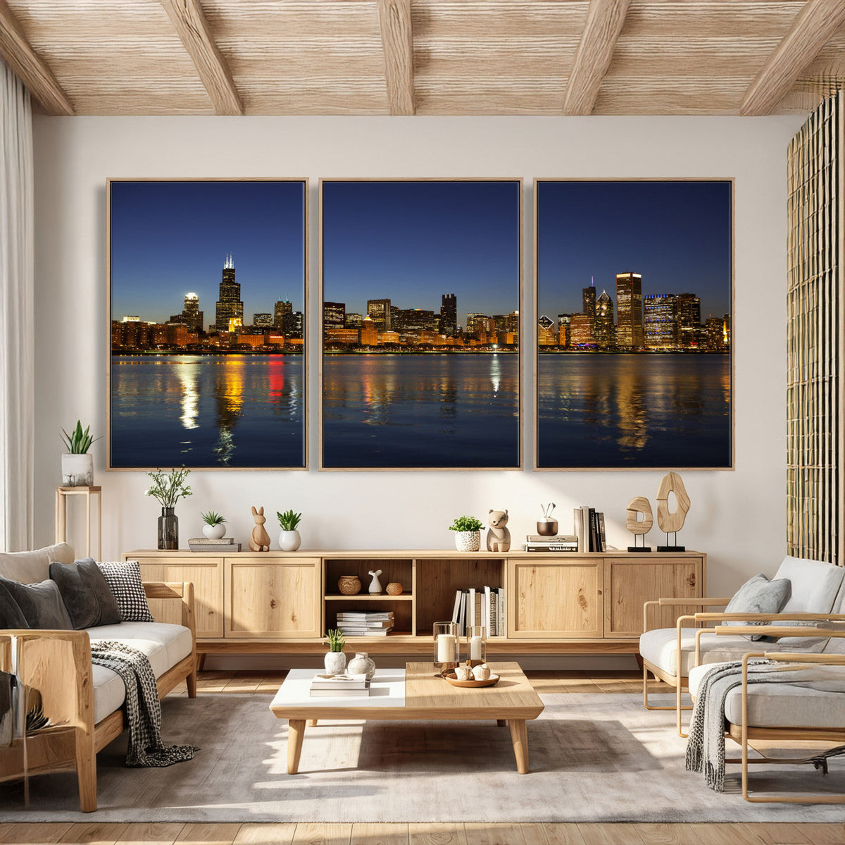 Chicago Wall Art Canvas Print - Chicago City Downtown Night